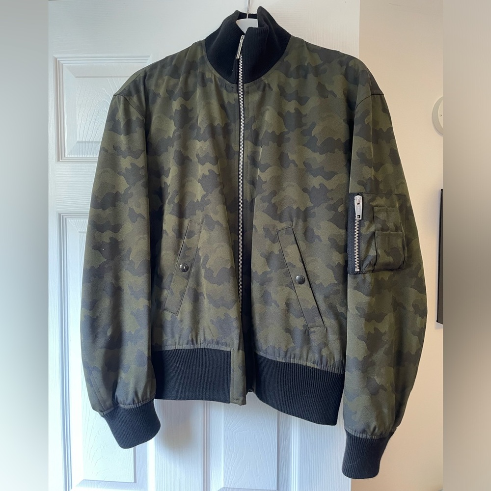 Kooples camo jacquard zip-up coat